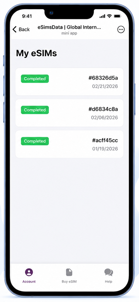 Manage eSIMs inside Telegram